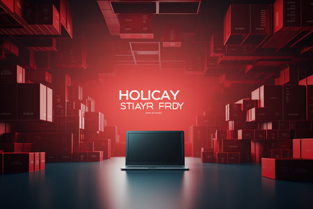 The concept of online gift and holiday shopping. Ai generativeの素材