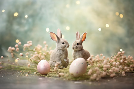 Easter. Background to use for a card, banner. Generative AIの素材