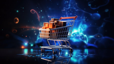 The concept of online gift and holiday shopping. Ai generativeの素材