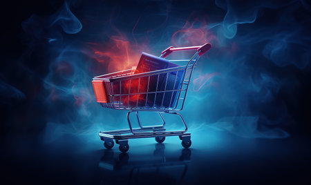 The concept of online gift and holiday shopping. Ai generativeの素材