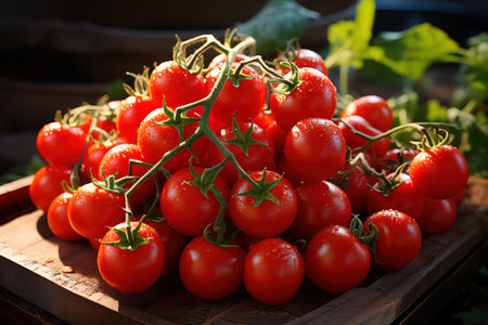 A bunch of fresh and ripe tomatoes. Generative AIの素材
