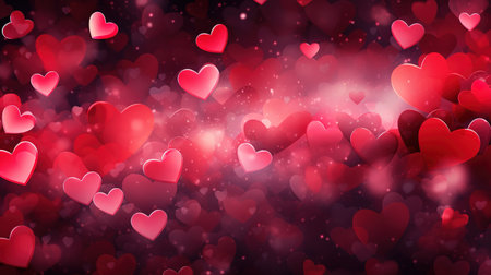 Abstract love romantic background with pink hearts. Ai generativeの素材