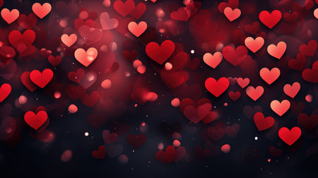 Beautiful illustration of pink hearts background. Ai generativeの素材