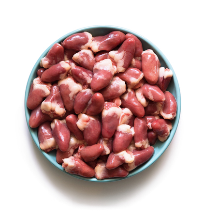 Chicken hearts isolated on white background.の写真素材