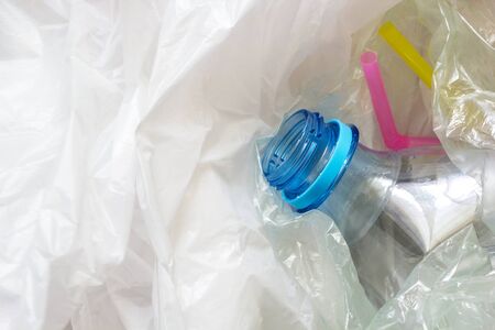 Used plastic bags, bottle and straws. Pollution problem, ban single use plastic, zero waste,...