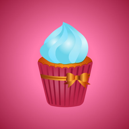Delicious raspberry cake with whipped cream. vector design.