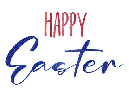 Lettering Happy Easter, glossy calligraphy on a white background. Design for cards, t-shirts, flyers, poster.の写真素材