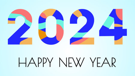 Creative concept for Happy New Year 2024 poster. Design template with 2024 typography logo for...