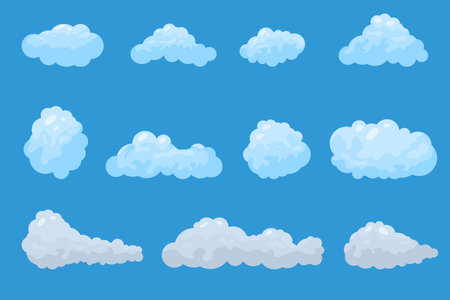 Blue and lilac clouds on a blue background. Blue sky vector. creative wallpaper. Design in modern style.のイラスト素材