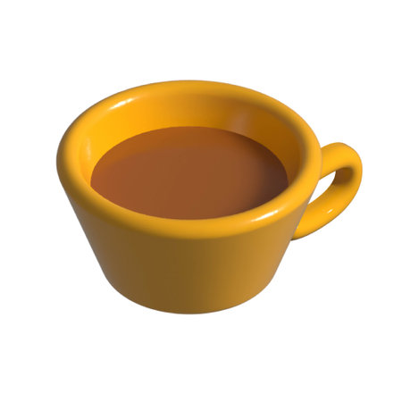 Yellow cup with cocoa, 3D illustrationのイラスト素材