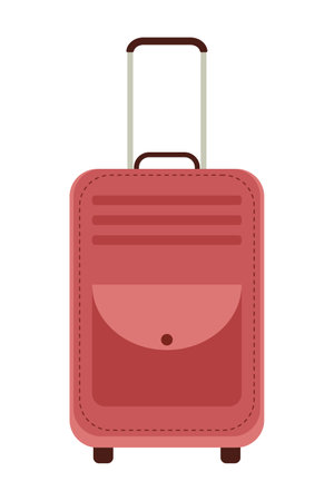 Travel suitcase on wheels with a large pocket on a white background.のイラスト素材