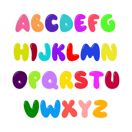 Cartoon alphabet with letters of different colors on a white background.のイラスト素材