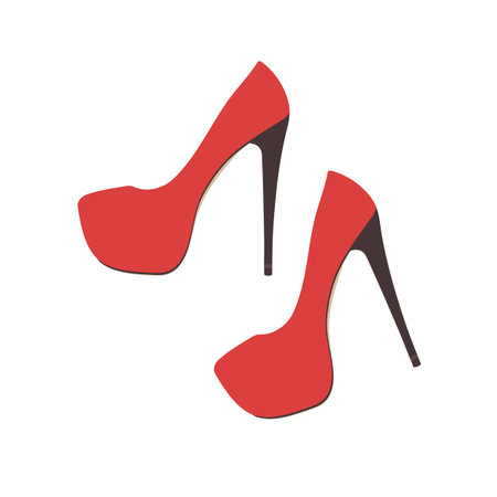 Women's red shoes with high heels. Modern design of women's red shoes with heels. Vector.のイラスト素材