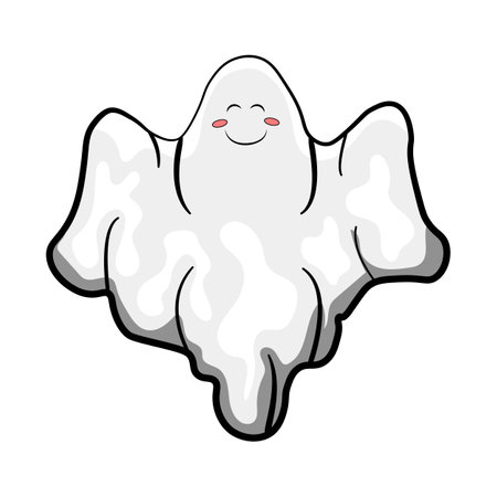 Flying white ghost for Halloween. Ghost on a white background.のイラスト素材