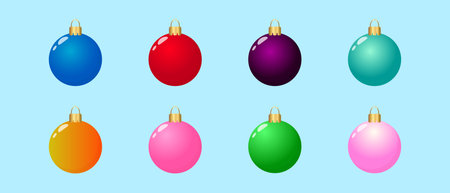 Christmas balls. Decoration for Christmas and New Year's trees. Multi-colored Christmas balls.のイラスト素材