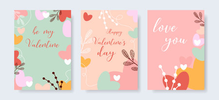 Collection of Valentines. Happy Valentine's day. Banner, postcard for Valentine's Day. Vector.のイラスト素材
