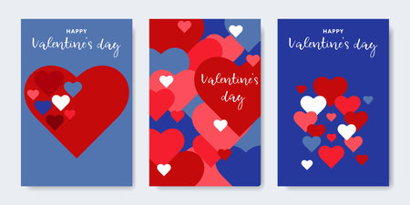 Set of Valentines. Postcards for Valentine's Day. Happy Valentine's Day. Vector.のイラスト素材