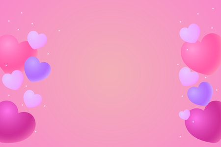 Background with voluminous hearts in pink tones. Design for Valentine's Day, for a wedding. Vector.のイラスト素材