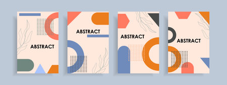 Modern abstract cover set, minimal design. Colorful geometric background. Vector.のイラスト素材