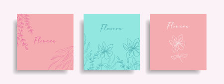 Elegant abstract background with hand drawn floral elements. Vector templates with flowers. Vector.のイラスト素材