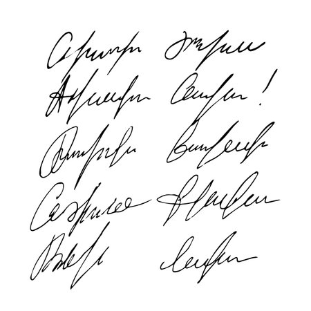Imitation of handwriting, letters forming continuous text. Illegible handwriting. Vector.のイラスト素材