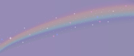 Sky gradient background with rainbow and stars.Design for background, cover, poster. Vector.のイラスト素材