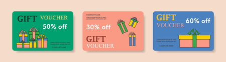 Set of discount gift vouchers. Gift voucher templates. Vector.のイラスト素材
