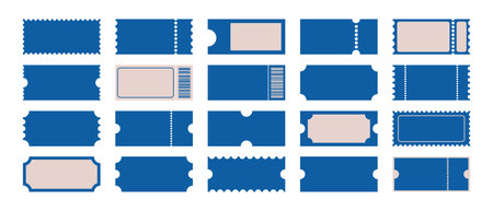 Blank coupon and ticket templates. Blank ticket card icons. Coupon cards, tickets, gift certificates. Vector.のイラスト素材