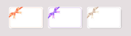 Blank gift card templates with bow and ribbon design. Vector.のイラスト素材