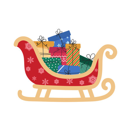 Santa Claus sleigh with gifts. Vector.のイラスト素材