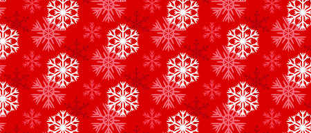 Seamless winter background with snowflakes. Snowflakes on a red background. Vector.のイラスト素材