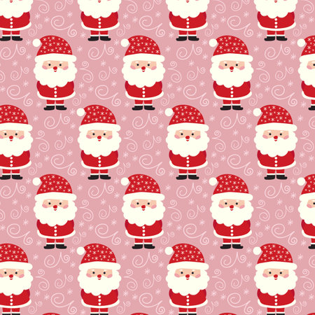Seamless Christmas pattern. Repeating pattern for Christmas and New Year with Santa Claus. Vector.のイラスト素材