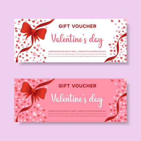 Valentine's Day Gift Certificate Template, Valentine's Day Proposal Template. Vector.のイラスト素材