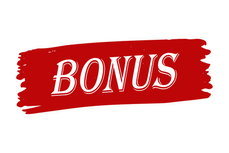 Bonus red banner design in brush style. Word Bonus on red background. Vector.のイラスト素材