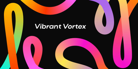Vibrant swirling gradient lines, abstract background. Creative design element for a marketing banner or modern presentation background. Dynamic flow concept. Vector.のイラスト素材