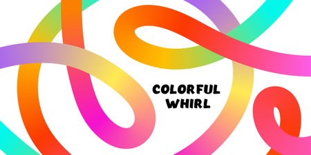 Multicolored gradient ribbons form an abstract swirl pattern. A modern design element for backgrounds or backdrops. Bright, vibrant vector graphics. Vector.のイラスト素材