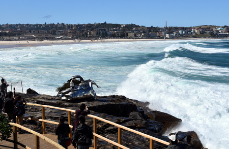 Sydney, Australia - Oct 23, 2016 Jing Yumin: Travelling Bag. Sculpture by the Sea Bondi to Coogee along the coastal walk is The World's Largest free to the public sculpture Exhibitions.のeditorial素材