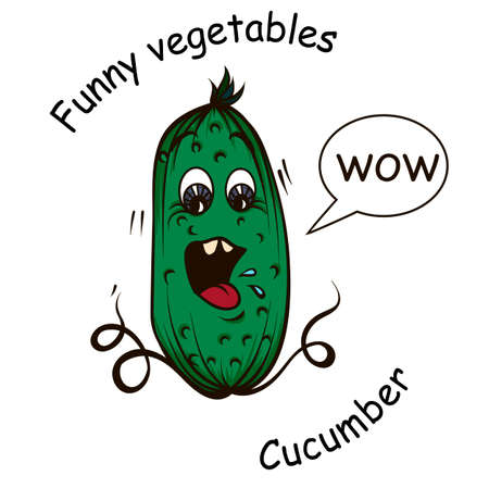 Cucumber with eyes and mouth illustrationのイラスト素材