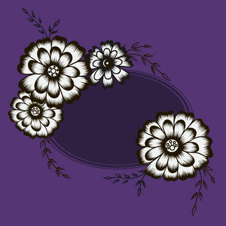 Floral ornament and round frame.のイラスト素材