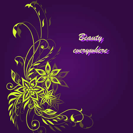 Electro fantastic floral design on dark backgroundのイラスト素材