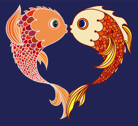 Couple of gold fish isolated in a vectorのイラスト素材