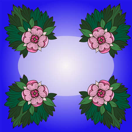 Flower Invitation Template on a blue backgroundのイラスト素材