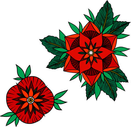 Illustration of two red roses on a white backgroundのイラスト素材