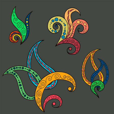 Set of vector decorative elements rounded ornamentのイラスト素材