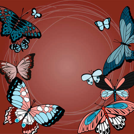 butterflies summer design vector illustration in redのイラスト素材