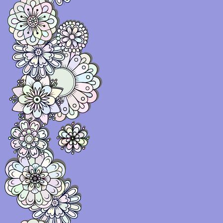 silhouettes of colored flowers vertical stripe patternのイラスト素材