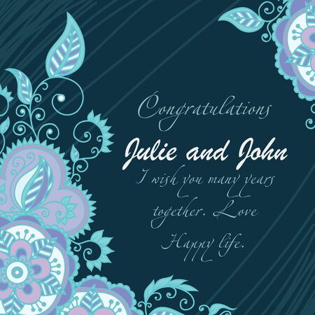 simple floral card in mandi blue styleのイラスト素材