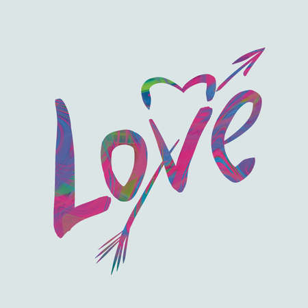 the word "Love", where V is a heart pierced by an arrowの写真素材