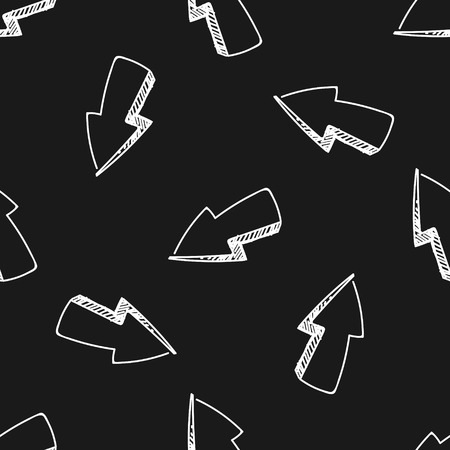 Hand drawn white arrows on black background. Vector seamless pattern EPS10のイラスト素材