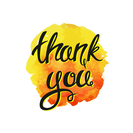 The inscription thanks. The lettering, vector hand-drawn lettering on watercolorのイラスト素材